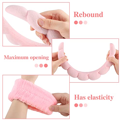 WSICSE Pink Spa Headband & Face Washing Headband Set, Soft & Absorbent