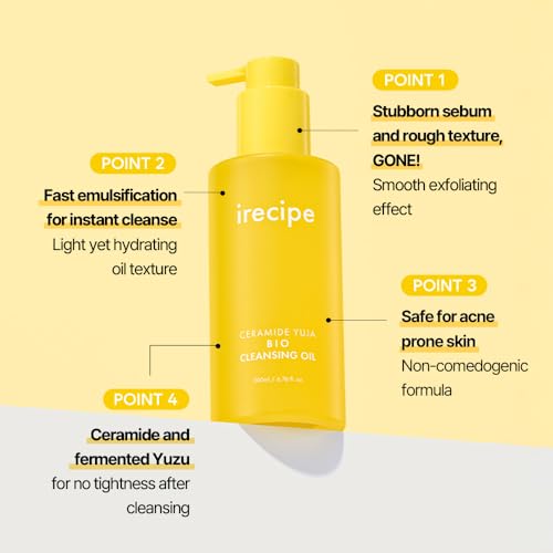 IRECIPE Ceramide Yuja Cleansing Oil – Deep Pore Makeup Remover (200ml)