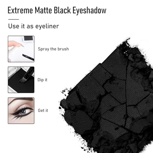 BEPHOLAN 2 Pcs Matte Black Eyeshadow Palette & Cake Eyeliner Powder - Versatile Eye Makeup
