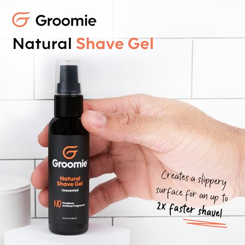 Groomie Natural Shave Gel for Sensitive Skin - 60 mL, Unscented