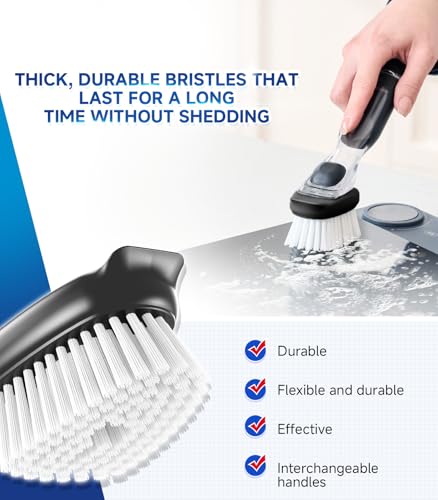Black Replacement Dish Brush Head for OXO Soap Dispensing Scrubber 4 Pack
