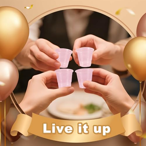 100ct Pink 2oz Mini Clear Shot Glasses - Disposable Party Cups