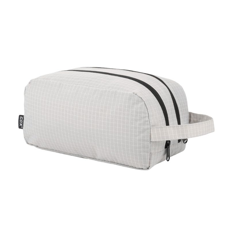 GOX Toiletry Travel Bag, Dual Compartment Portable Organizer - Grey