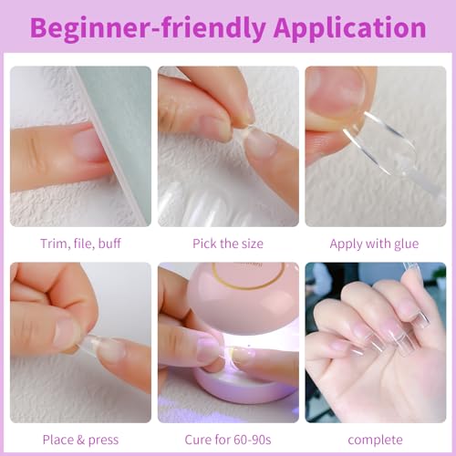 Cycullinyt 600pcs Soft Gel Nail Tips - Professional Clear Acrylic Press-On for DIY Manicure