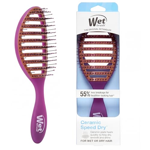 Purple Wet Brush Ceramic Speed Dry Detangler Vented Hair Brush for Fast Blow-Drying
