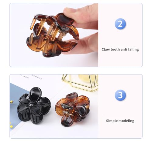 Morhom Flower Hair Claw Clips - 4 Pack Large Hibiscus Nonslip Jaw Clips
