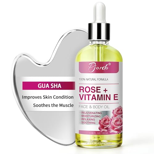 Pjordo Gua Sha Tool Set with Vitamin E Oil for Skin Care