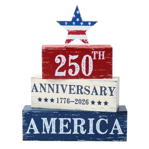 250 Years Anniversary Wooden Tabletop Decor - 4 Pcs Stars Set