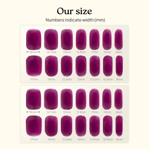 Heyhae Semi Cured Gel Nail Strips - Hey, Berry Bold - Salon Quality, 28 Strips