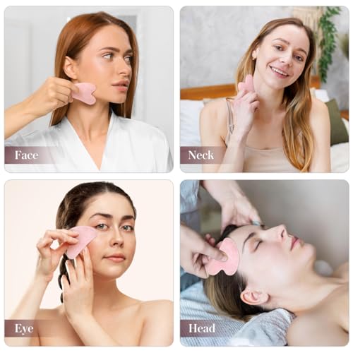 Jade Gua Sha Facial Tool for Skincare and Muscle Relief - Pink