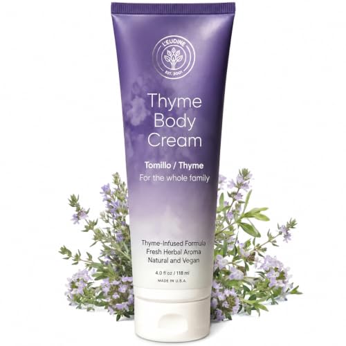 L'eudine Thyme Body Cream – Moisturizing Herbal Massage Cream, 4 fl oz
