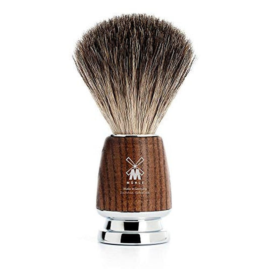 M?HLE RYTMO Pure Badger Shaving Brush | High-Grade Steamed Resin Handle with Chrome Accents | Luxury Shave Accessory for Men