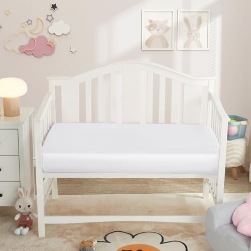 Horbaunal Satin Crib Sheets 2 Pack - Soft & Silky Fitted Baby Sheets for Sensitive Hair, 52" x 28"