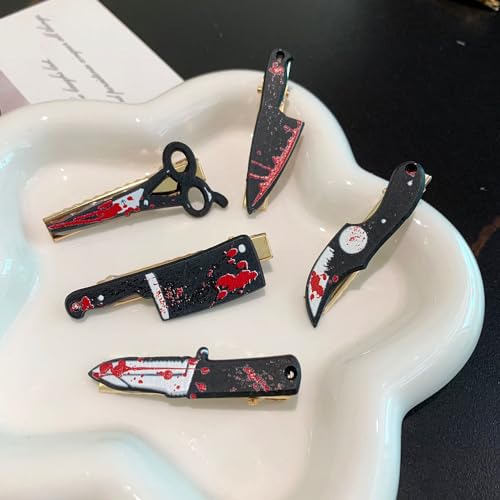 5 Mini Knife Hair Clips - Unique Halloween Barrettes for Parties