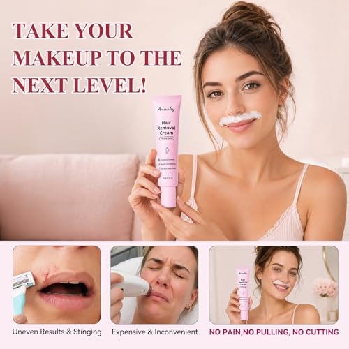 Hair Removal Cream for Women, Face & Body Hair Remover Depilatory Cream with Spatula, Botanical Formula for Legs, Arms, Underarms, Bikini Line, Upper Lip & Chin, Soft Silky Finish