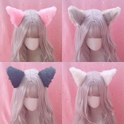 DALJIAFA Halloween Cat Ears Headband & Hair Clips Set - Pink & Dark Blue