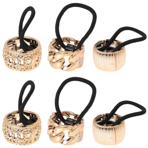 Lurrose Gold Ponytail Cuff Hair Tie - 6 Piece Punk Gothic Hair Accessory
