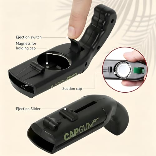 Black Cap Gun Bottle Opener - Fun Novelty Gadget for Parties