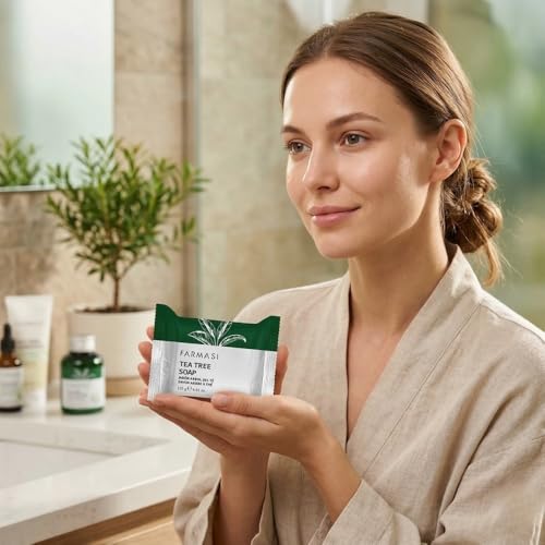 FARMASi Tea Tree Oil Cleansing Bar - Vegan Clarifying Face & Body Soap