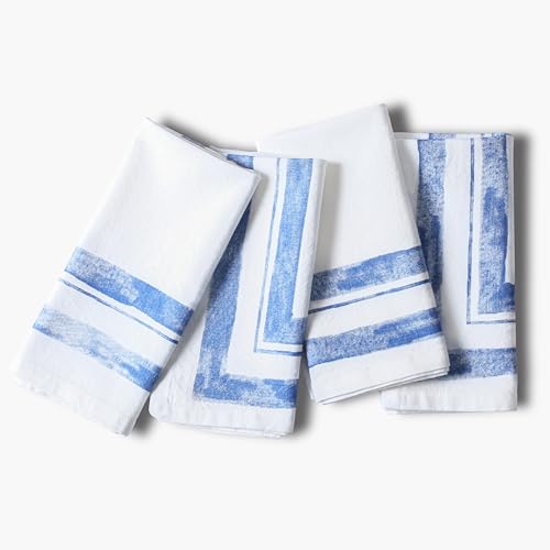 Ramanta Home Cloth Dinner Napkins Set of 4 - Blue 18x18 inches