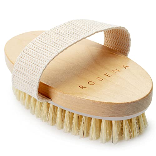 ROSENA Oval Dry Body Brush for Lymphatic Drainage & Exfoliation