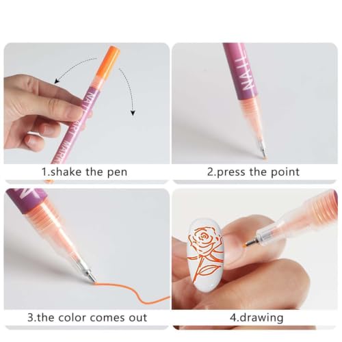Kids Nail Art Pens Set - 12 Vibrant Colors, Fine Tip, Quick Dry & Waterproof