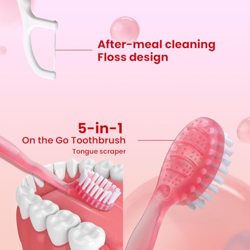 RR ORCRO 20-Pack Mini Disposable Travel Toothbrushes with Toothpaste Floss & Tongue Scraper