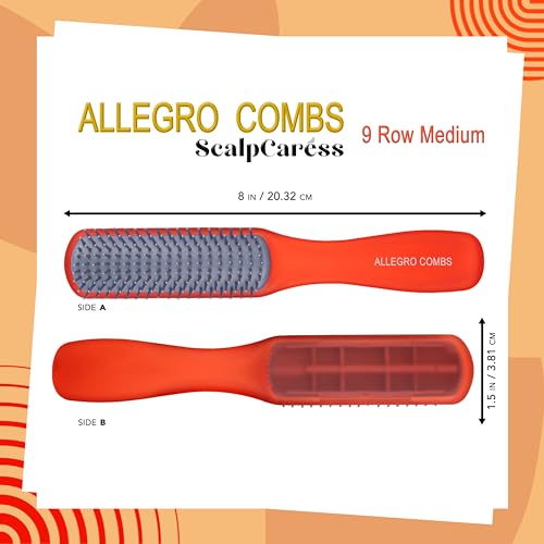 Allegro Combs Red Medium Hair Brush for Curly & All Hair Types