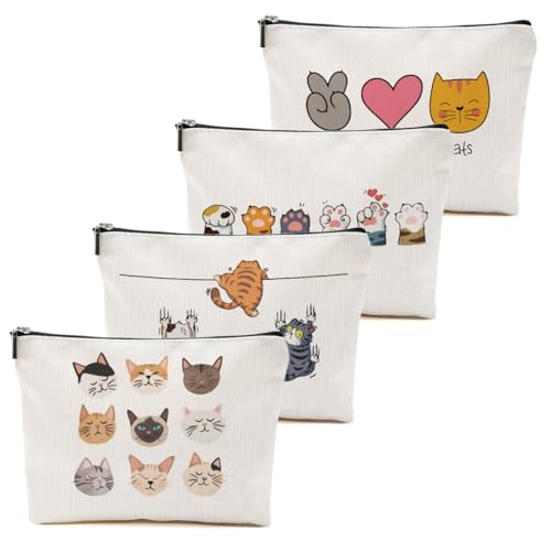 Multicolor Cat Mom Makeup Bag - 4Pcs Travel Cosmetic Pouch