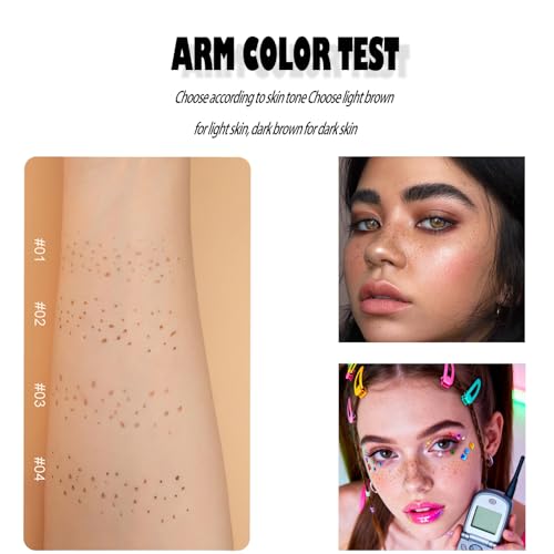 2PCS Freckle Pen Set with Fake Freckles Stamp (Light & Medium) for Natural Makeup
