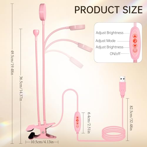 AORAEM Gooseneck Pink UV LED Nail Lamp - Double-Headed Light