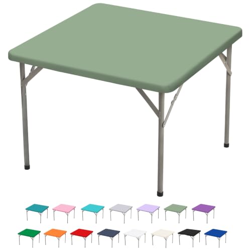 Eco-Friendly 34" Square Fitted Table Cloth - Stretchy Sage Green
