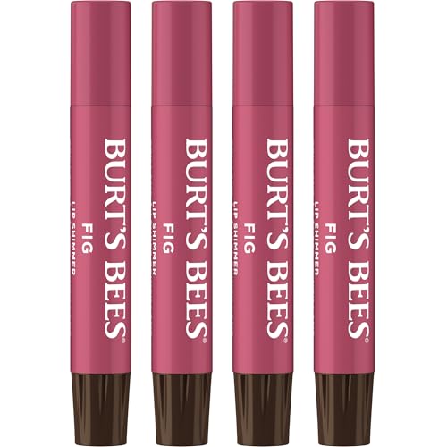 Burt's Bees Lip Shimmer, Fig Tinted Balm, Natural Moisturizing Set (4-Pack)