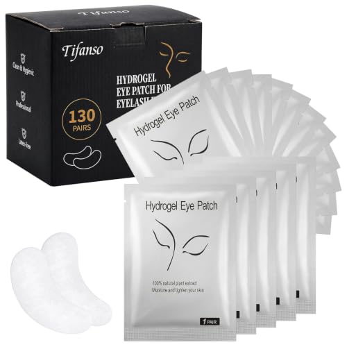 Tifanso Grey 130 Pairs Lint-Free Hydrogel Under Eye Pads for Eyelash Extensions