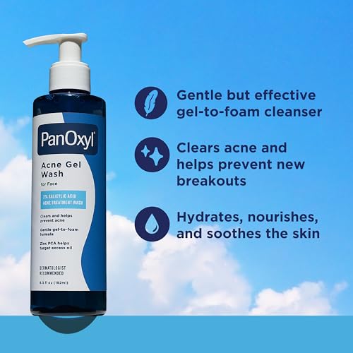 PanOxyl Acne Gel Wash with 2% Salicylic Acid, 6.5 fl oz - Gel-to-Foam Cleanser for All Skin Types