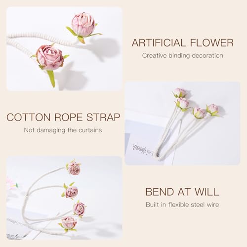 Elegant Pink Rose Curtain Tiebacks - 2pcs Artificial Flower Holdbacks