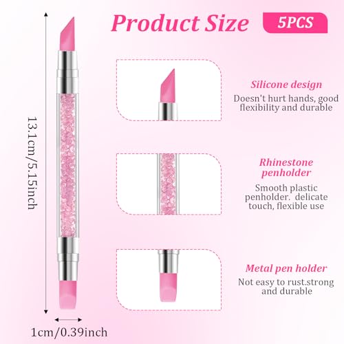 5-Piece Dual-Tipped Silicone Nail Art Sculpting Pens