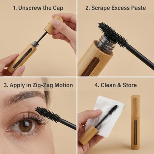 2Pcs 6ml Bamboo Mascara Tube Bottles Refillable Empty Eyelash