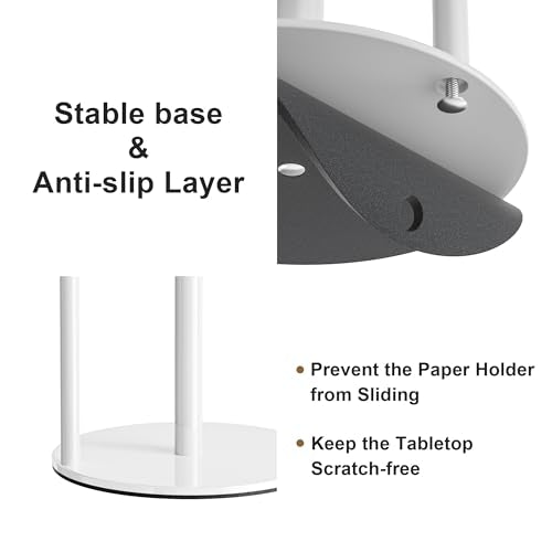Stainless Steel Paper Towel Holder with Weighted Base - White