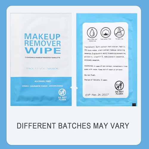 50 Pack Gisdo Individually Wrapped Makeup Remover Wipes Bulk