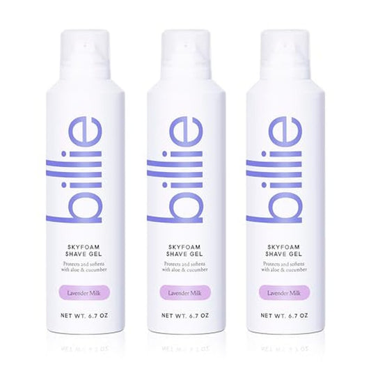 Billie SkyFoam Shave Gel - Lavender Milk Scent - Water-activated Foam - Made With Aloe & Cucumber - For A Close, Smooth Shave - 6.7 fl oz, 3-pack