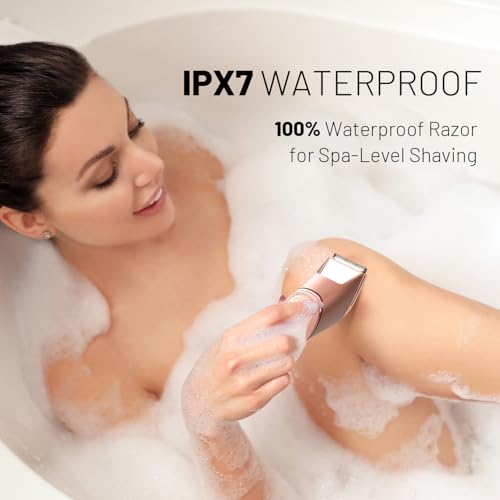 Rechargeable Bikini Trimmer for Women:Body Groomer with ???????????? & ?????? ?????????? for Shower Travel - ???????? ???????????????????? Pubic Hair Razor, Ceramic Blades, Electric Shaver - Coral