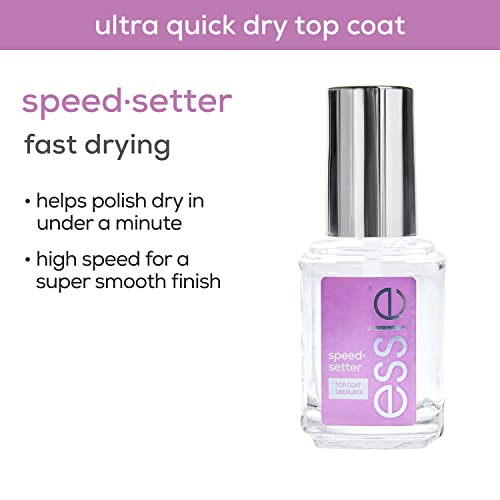 essie Speed Setter Quick-Dry Top Coat - 8-Free Vegan Nail Polish 0.46 fl oz