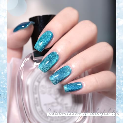 GAOY Blue Cat Eye Gel Nail Polish 16ml - Holographic UV Gel