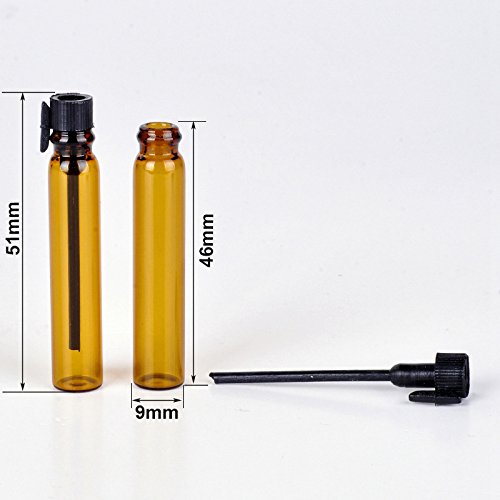 2ml Amber Glass Perfume Sample Vials - 100 Pack Refillable Travel Bottles