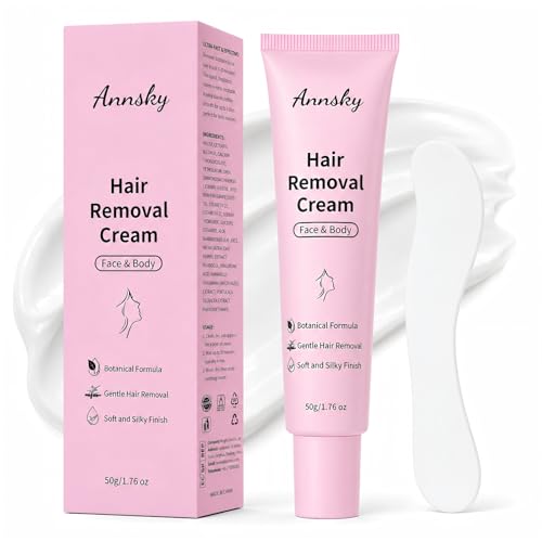 Hair Removal Cream for Women, Face & Body Hair Remover Depilatory Cream with Spatula, Botanical Formula for Legs, Arms, Underarms, Bikini Line, Upper Lip & Chin, Soft Silky Finish