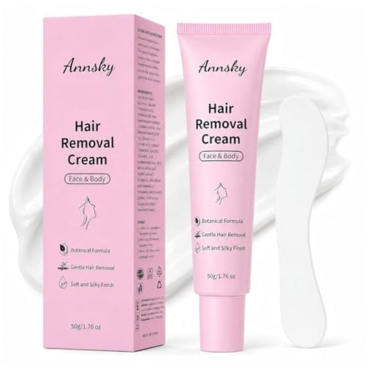 Hair Removal Cream for Women, Face & Body Hair Remover Depilatory Cream with Spatula, Botanical Formula for Legs, Arms, Underarms, Bikini Line, Upper Lip & Chin, Soft Silky Finish