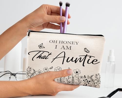 Auntie Gifts Makeup Bag - Travel Cosmetic Organizer for Aunt from Niece