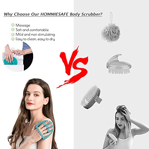 HOMMIESAFE Silicone Body Exfoliating Shower Brush - 4 Pack Scrubber Set