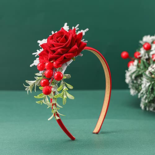 Catery Berry Reindeer Antler Headbands Xmas Head Hoop for Women & Girls